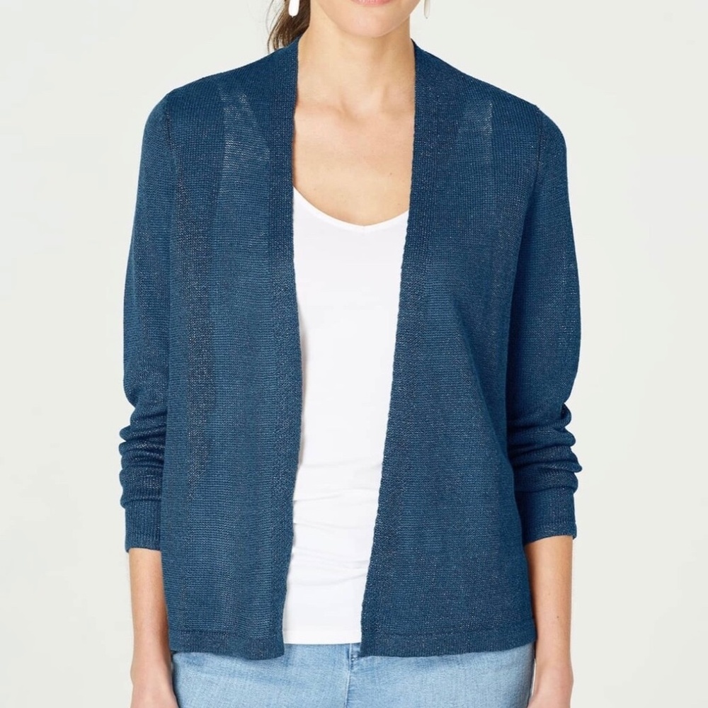 *FIRM PRICE* NWT - J. JILL LINEN BLEND OPEN FRONT CARDIGAN